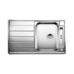BLANCO AXIS III 45 S-IF Stal polerowana odwracalny, korek auto., InFino, deska szkło białe 522102