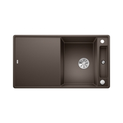 BLANCO AXIA III 5 S-F Silgranit PuraDur Kawowy odwracalny, korek auto., InFino, deska jesionowa