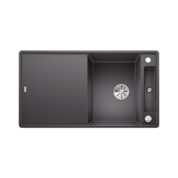 BLANCO AXIA III 5 S-F Silgranit PuraDur Szarość skały odwracalny, korek auto., InFino, deska szkło białe