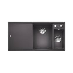 BLANCO AXIA III 6 S-F Silgranit PuraDur Szarość skały prawa, korek auto., InFino, deska jesionowa, odsączarka stalowa