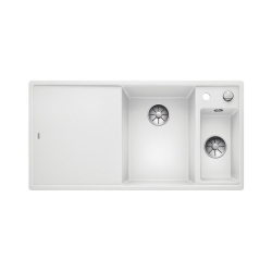 BLANCO AXIA III 6 S-F Silgranit PuraDur Biały prawa, korek auto., InFino, deska szkło białe, odsączarka stalowa