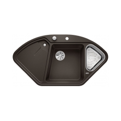 BLANCO DELTA II-F Silgranit PuraDur Kawowy narożny, korek auto., InFino, odsączarka stalowa