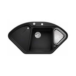 BLANCO DELTA II Silgranit PuraDur Antracyt narożny, korek auto., InFino, odsączarka stalowa 523656