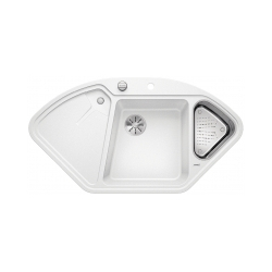 BLANCO DELTA II Silgranit PuraDur Biały narożny, korek auto., InFino, odsączarka stalowa 523660