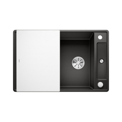 BLANCO AXIA III 45 S-F Silgranit czarny odwracalny, korek auto., InFino, deska szkło białe