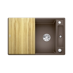 BLANCO AXIA III 45 S Silgranit PuraDur Kawowy odwracalny, korek auto., InFino, deska jesionowa