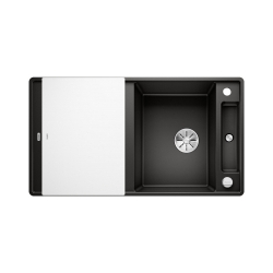 BLANCO AXIA III 5 S-F Silgranit czarny odwracalny, korek auto., InFino, deska szkło białe