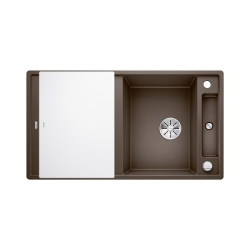 BLANCO AXIA III 5 S Silgranit PuraDur Kawowy odwracalny, korek auto., InFino, deska szkło białe
