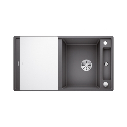BLANCO AXIA III 5 S Silgranit PuraDur Szarość skały odwracalny, korek auto., InFino, deska szkło białe