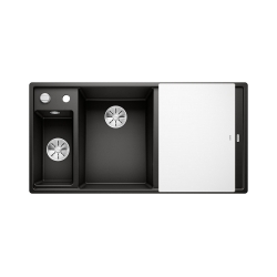 BLANCO AXIA III 6 S Silgranit czarny lewa, korek auto., InFino, deska szkło białe, odsączarka stalowa 525848