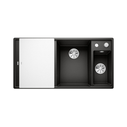 BLANCO AXIA III 6 S Silgranit czarny prawa, korek auto., InFino, deska szkło białe, odsączarka stalowa 525850