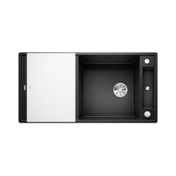 BLANCO AXIA III XL 6 S Silgranit czarny odwracalny, korek auto., InFino, deska szkło białe 525857