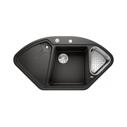 BLANCO DELTA II Silgranit czarny narożny, korek auto., InFino, odsączarka stalowa 525867