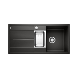 BLANCO METRA 6 S-F Silgranit PuraDur Czarny odwracalny, korek auto., odsączarka stalowa