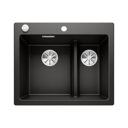 BLANCO PLEON 6 Split Silgranit PuraDur Czarny, lewa, korek auto., InFino 525956