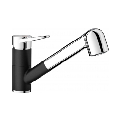 BLANCO WEGA-S II Silgranit-Look czarny/chrom z wyciąganą wylewką 526428