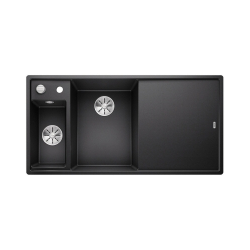 BLANCO AXIA III 6 S-F Silgranit PuraDur Antracyt lewa, korek auto., InFino, deska szkło białe, odsączarka stalowa