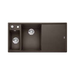 BLANCO AXIA III 6 S Silgranit PuraDur Kawowy lewa, korek auto., InFino, deska jesionowa, odsączarka stalowa
