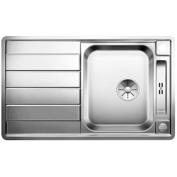 BLANCO AXIS III 45 S-IF Stal polerowana odwracalny, korek auto., InFino, deska szkło białe 522102