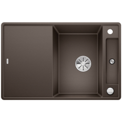 BLANCO AXIA III 45 S-F Silgranit PuraDur Kawowy odwracalny, korek auto., InFino, deska szkło białe
