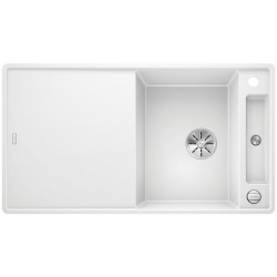 BLANCO AXIA III 5 S-F Silgranit PuraDur Biały odwracalny, korek auto., InFino, deska jesionowa