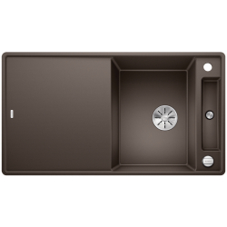 BLANCO AXIA III 5 S-F Silgranit PuraDur Kawowy odwracalny, korek auto., InFino, deska jesionowa