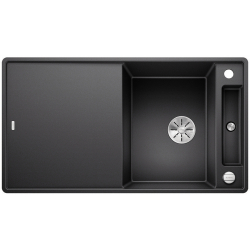 BLANCO AXIA III 5 S-F Silgranit PuraDur Antracyt odwracalny, korek auto., InFino, deska szkło białe
