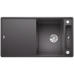 BLANCO AXIA III 5 S-F Silgranit PuraDur Szarość skały odwracalny, korek auto., InFino, deska szkło białe