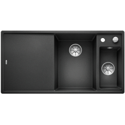 BLANCO AXIA III 6 S-F Silgranit PuraDur Antracyt prawa, korek auto., InFino, deska jesionowa, odsączarka stalowa
