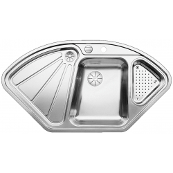 BLANCO DELTA-IF Stal polerowana narożny, korek auto., InFino, odsączarka stalowa