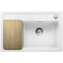 BLANCO ZENAR XL 6 S Compact Silgranit PuraDur Biały prawa, korek auto., InFino, deska jesionowa
