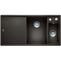 BLANCO AXIA III 6 S Silgranit PuraDur Kawowy prawa, korek auto., InFino, deska szkło białe, odsączarka stalowa 523482