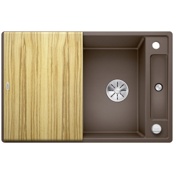 BLANCO AXIA III 45 S Silgranit PuraDur Kawowy odwracalny, korek auto., InFino, deska jesionowa