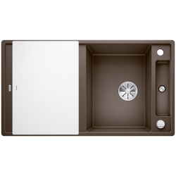 BLANCO AXIA III 5 S Silgranit PuraDur Kawowy odwracalny, korek auto., InFino, deska szkło białe