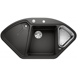 BLANCO DELTA II Silgranit czarny narożny, korek auto., InFino, odsączarka stalowa 525867