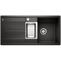 BLANCO METRA 6 S-F Silgranit PuraDur Czarny odwracalny, korek auto., odsączarka stalowa