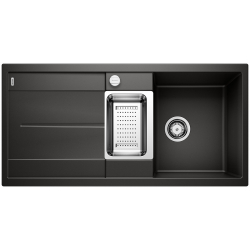 BLANCO METRA 6 S Silgranit PuraDur Czarny odwracalny, korek auto., odsączarka stalowa 525926