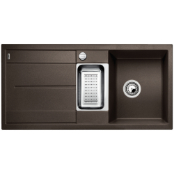 BLANCO METRA 6 S Silgranit PuraDur Kawowy odwracalny, korek auto., odsączarka stalowa 515045