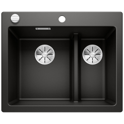 BLANCO PLEON 6 Split Silgranit PuraDur Czarny, lewa, korek auto., InFino 525956