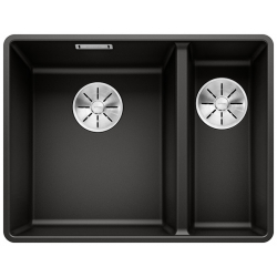 BLANCO SUBLINE 340/160-F Silgranit PuraDur Czarny, lewa, InFino 525984