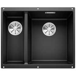 BLANCO SUBLINE 340/160-U Silgranit PuraDur Czarny, prawa, InFino 525986