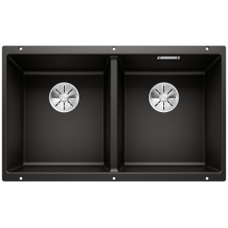 BLANCO SUBLINE 350/350-U Silgranit PuraDur Czarny, InFino 525987