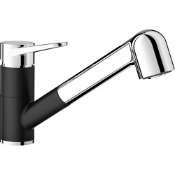 BLANCO WEGA-S II Silgranit-Look czarny/chrom z wyciąganą wylewką 526428