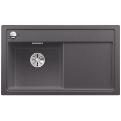 BLANCO ZENAR 45 S-F Silgranit PuraDur Szarość skały lewa, korek auto., InFino, deska szkło czarne