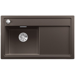 BLANCO ZENAR 45 S Silgranit PuraDur Kawowy lewa, korek auto., InFino, deska jesionowa
