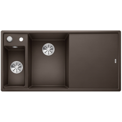 BLANCO AXIA III 6 S-F Silgranit PuraDur Kawowy lewa, korek auto., InFino, deska jesionowa, odsączarka stalowa