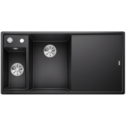 BLANCO AXIA III 6 S Silgranit PuraDur Antracyt lewa, korek auto., InFino, deska jesionowa, odsączarka stalowa