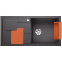 BLANCO SITY XL 6 S Silgranit PuraDur Szarość skały prawa, InFino, z akcesoriami orange