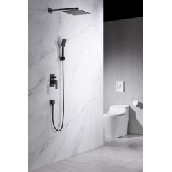 Zestaw prysznicowy podtynkowy z deszczownicą i prysznicem  TORONTO TOR-ZKP.150 CZARNY MAT