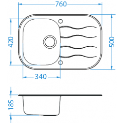 ALVEUS WAVE 20 zlewozmywak szklany czarny odwracalny